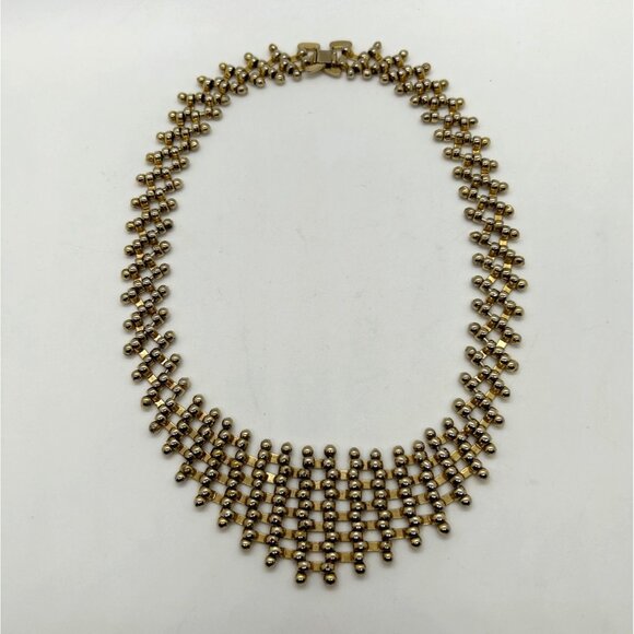 Estate Jewelry - Vintage Gold-Tone Bib Necklace Statement Jewelry Elegant Design